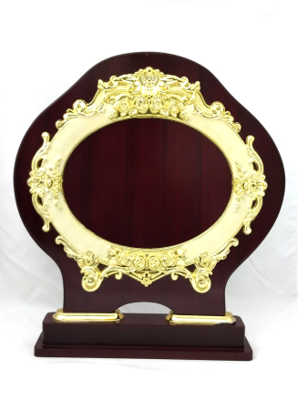 Arch shaped silver frame wooden plaque