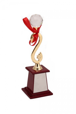 Swan Metal Trophy With Diamond on Head